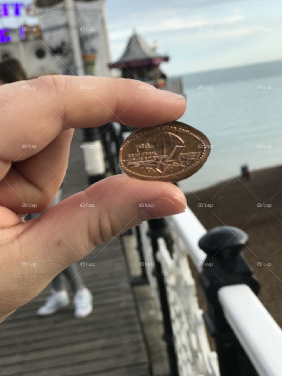 Pressed penny on Brighton Pier