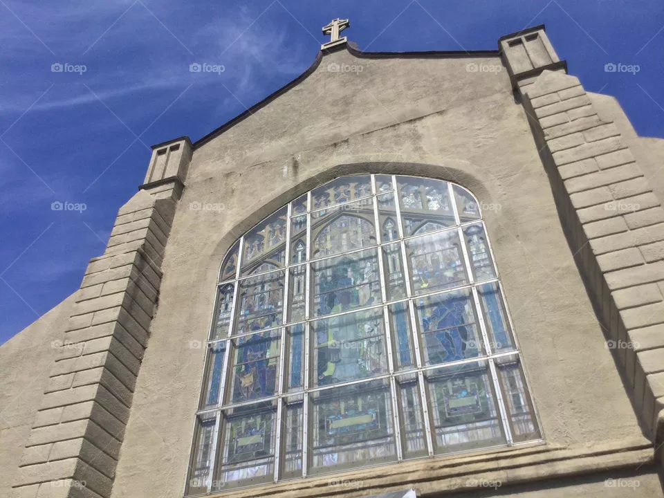 Stained Glass Window on an old Church 