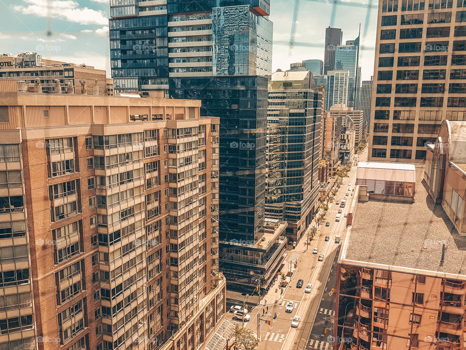 Looking down from a balcony