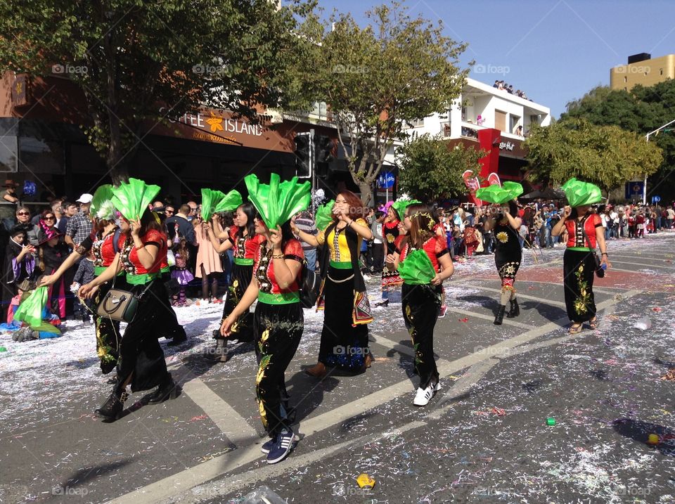 Women in carnival parade.  Limassol carnival.