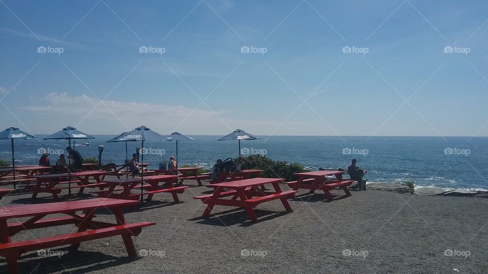 Picnic Tables by the Sea