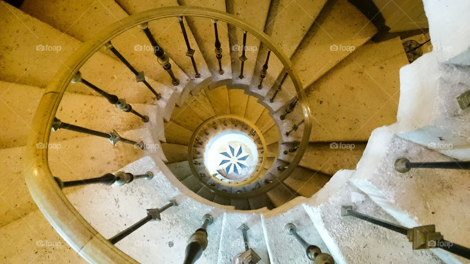 High angle view of spiral staircase