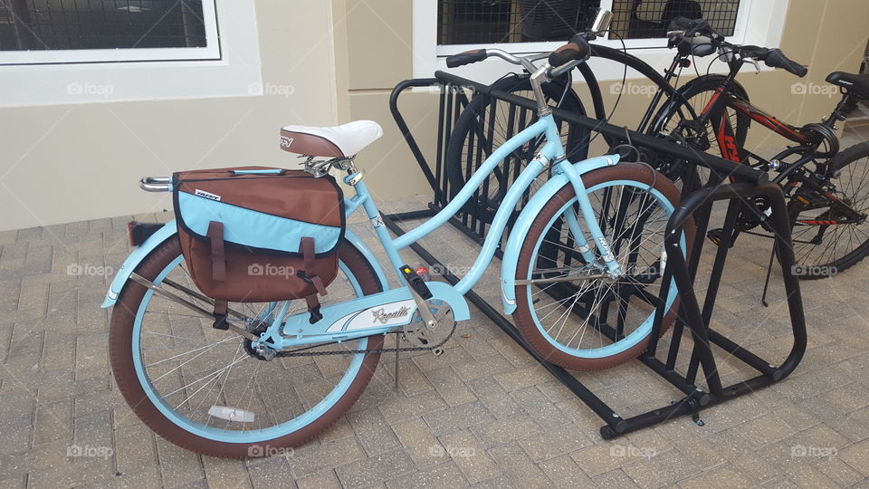 Teal Bicycle with bag