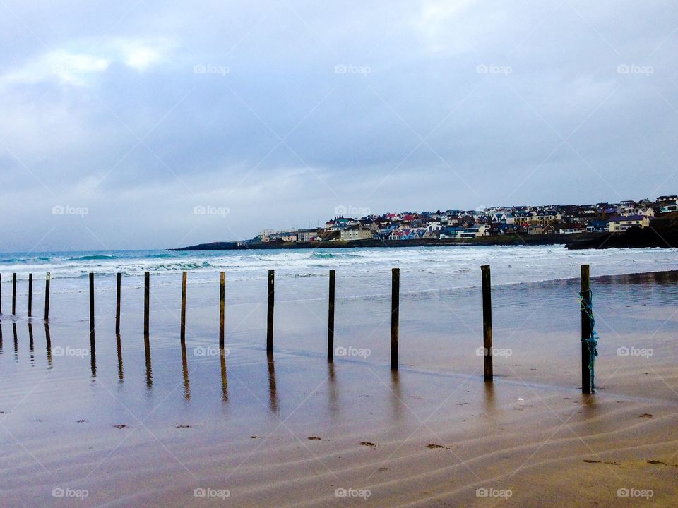 Seascape near city