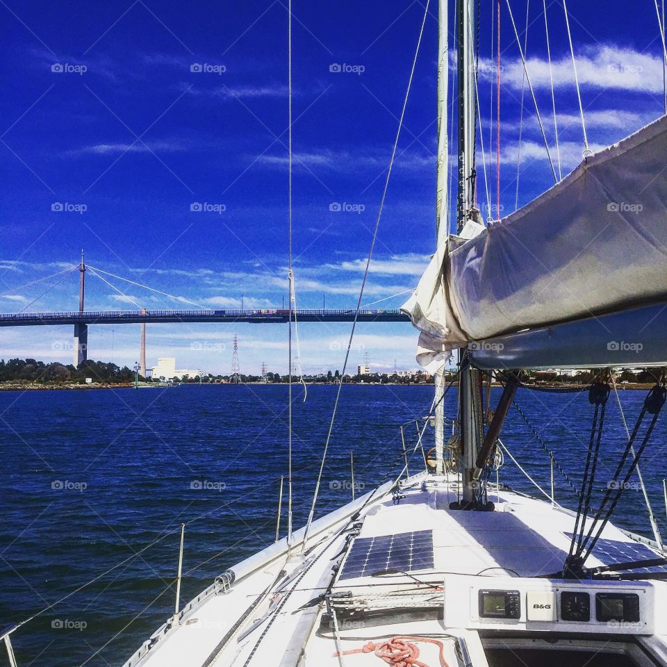 Summer sailing in Melbourne. Westgate bridge. 