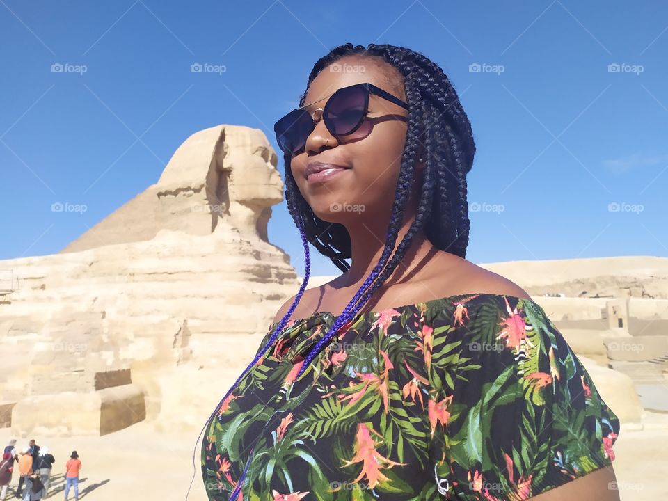 lovely photo with action with background great Sphinx natural color with lovely kiss with atta