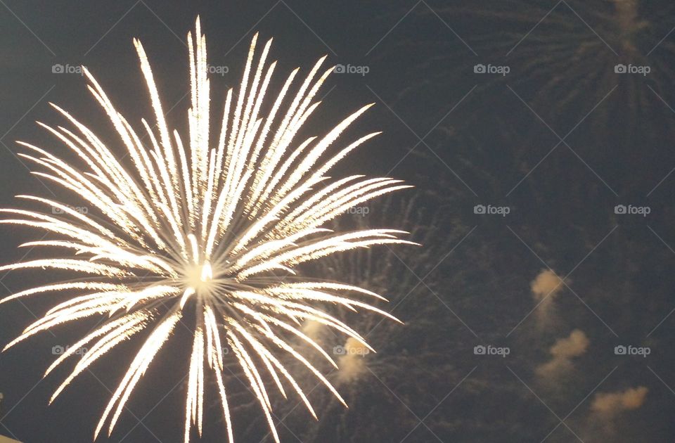 Fireworks light up the sky. Photo taken at Owasso fireworks display