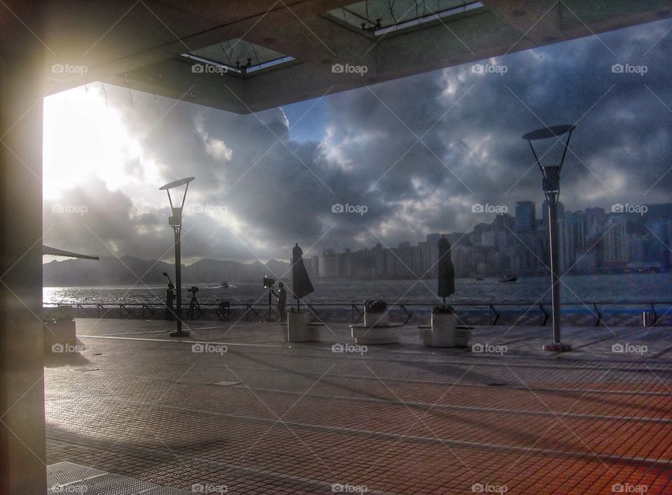 The Golden Hour. Promenade in Hong Kong