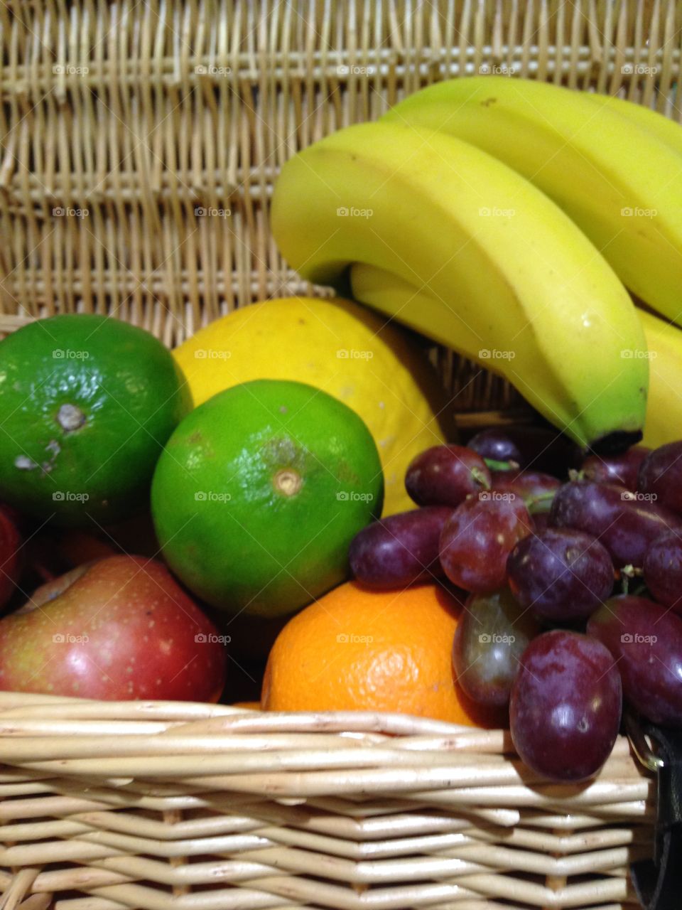 Various fruit banana lime grapes