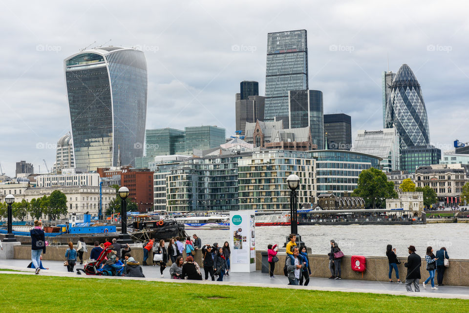 View over landscape of central London.