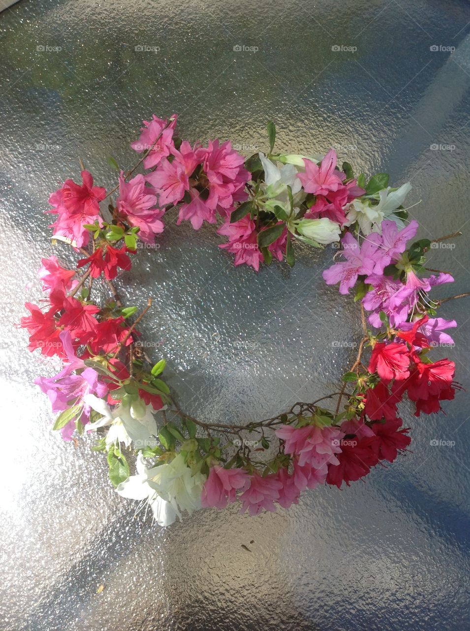 A photo of a handmade beautiful Spring flower crown.