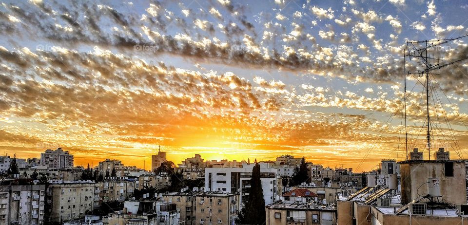 God's miracle. (Triptig from the window of a house. Israel, January, 2019).