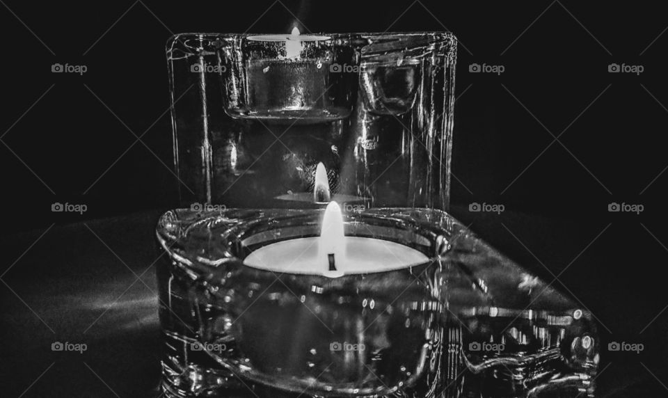 Black and white candle light