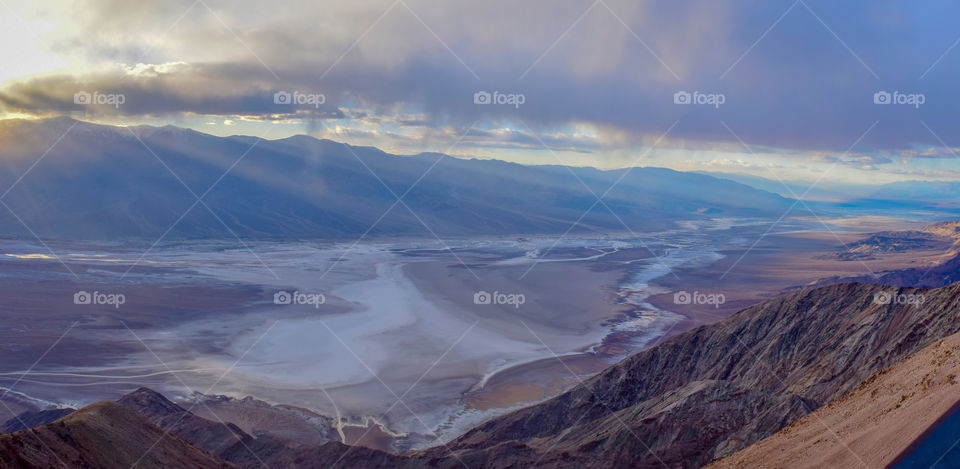 Sunrays shining on the valley