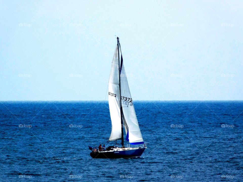 Sailing. Hazy Sunday, watching ships sail in Pacific Palisades, CA.