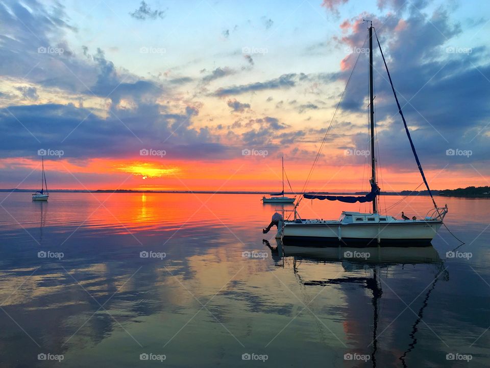 Water, Sunset, Ocean, Sea, No Person