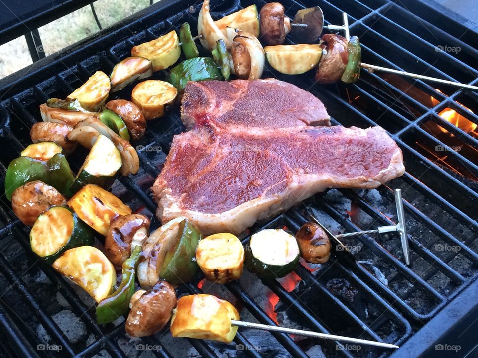 Grilling T Bone . Barbecue Summer