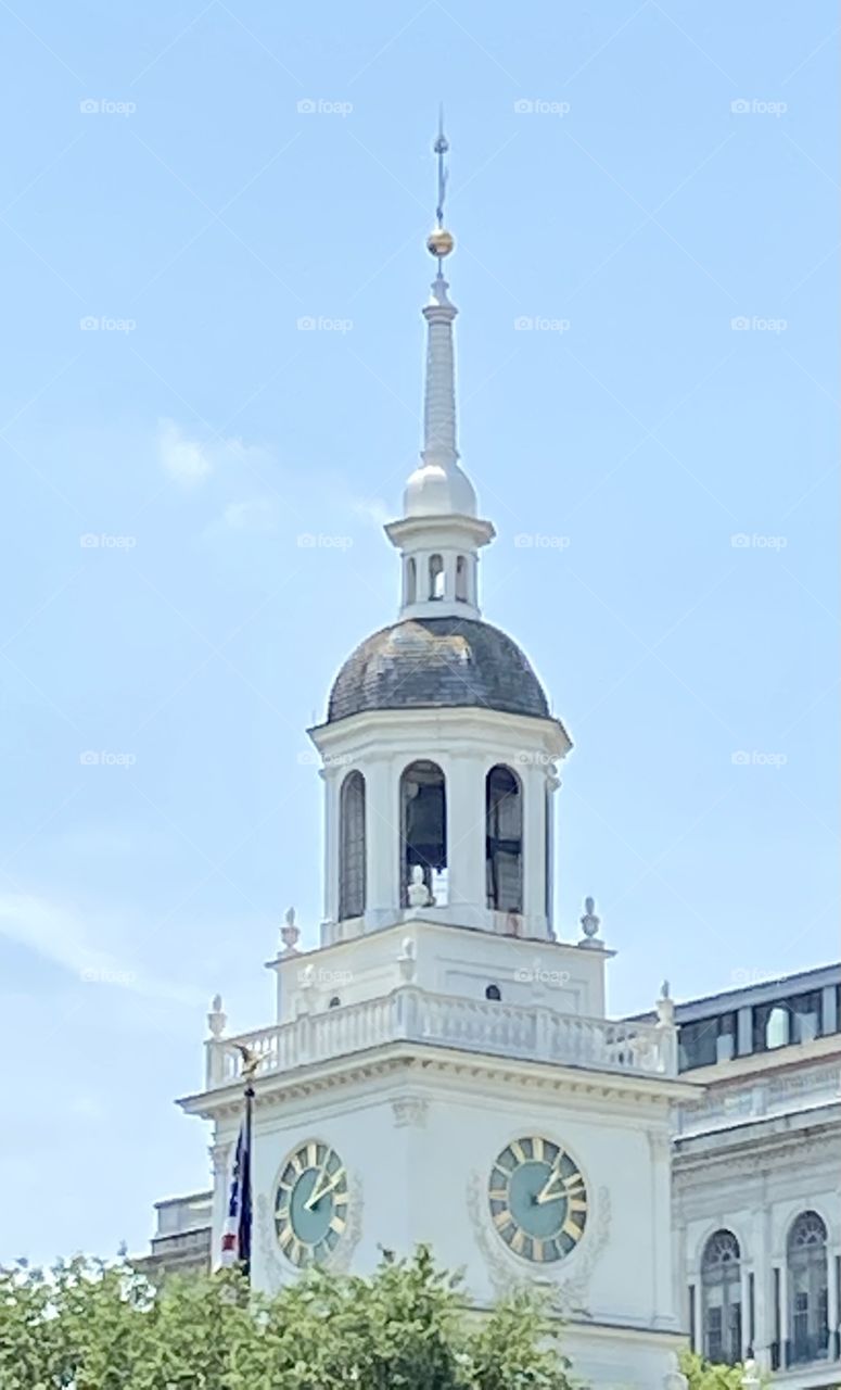 A top of a building with a white dome that has windows and a steeple
