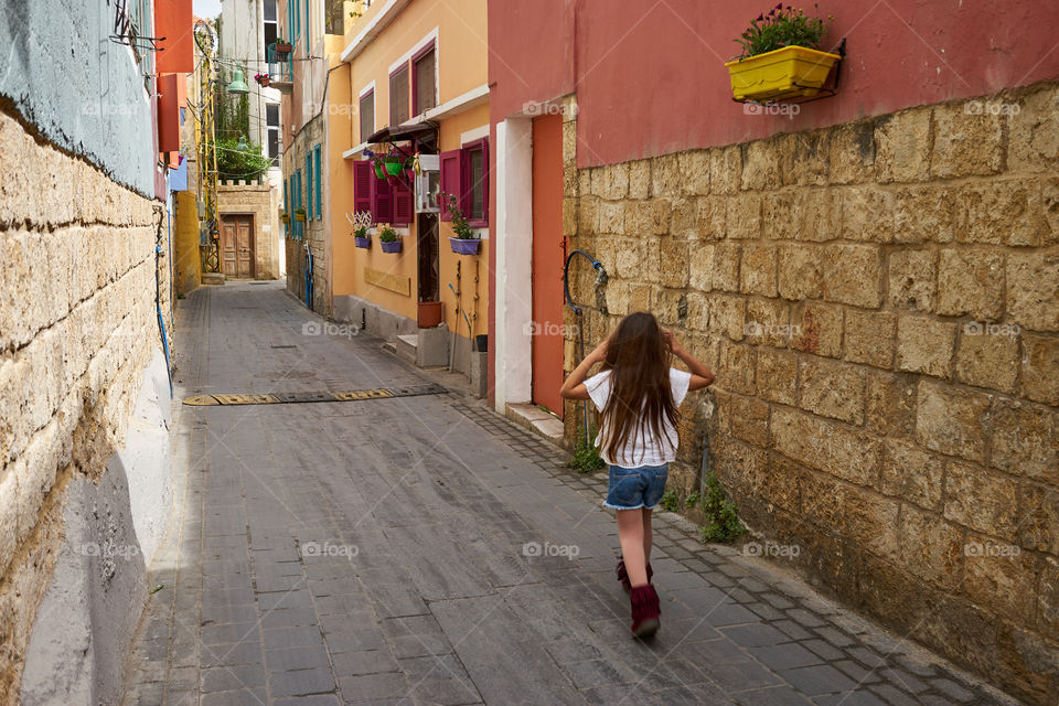 In the narrow street of old  city