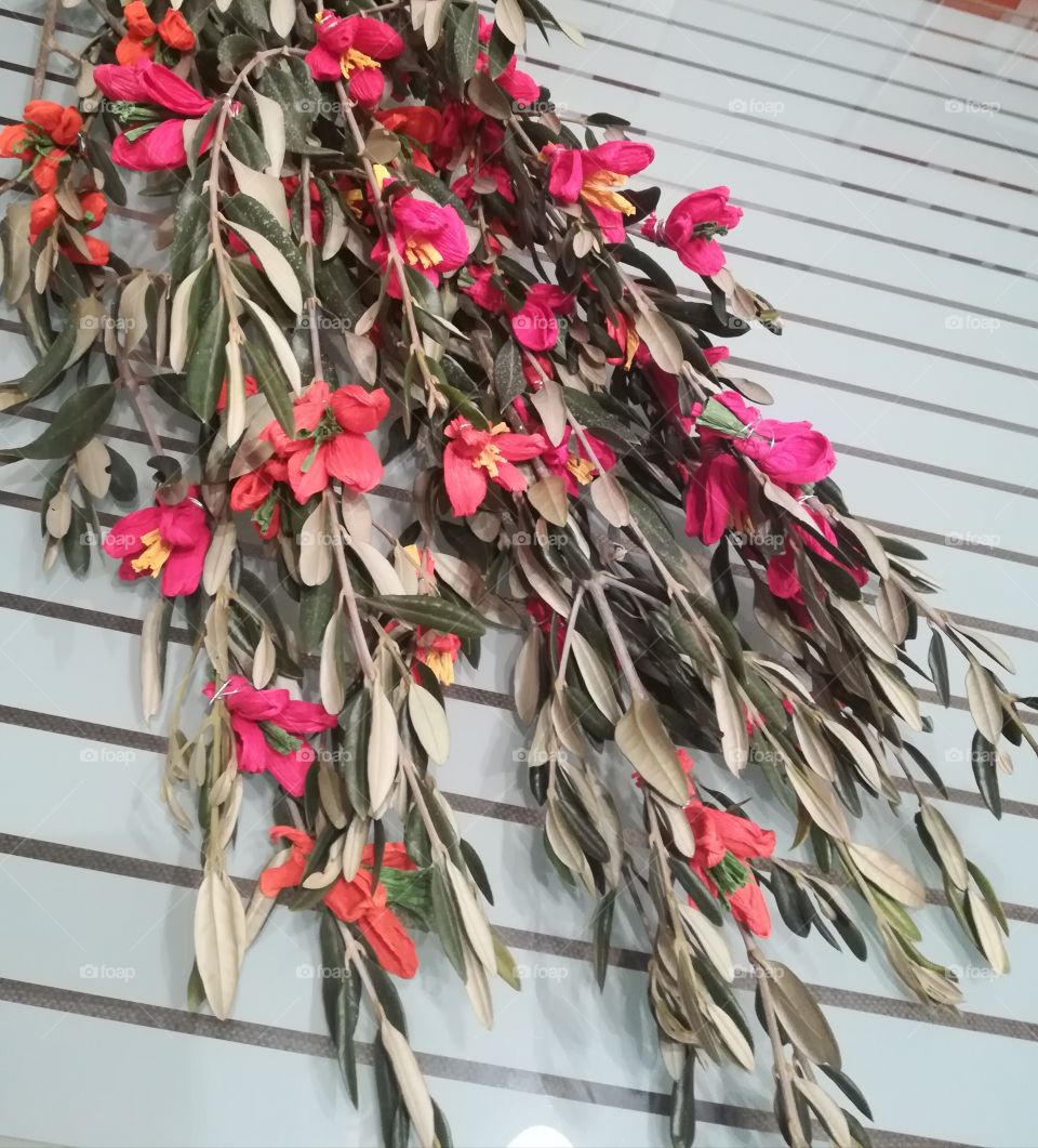 decoration, olive and flowers of paper