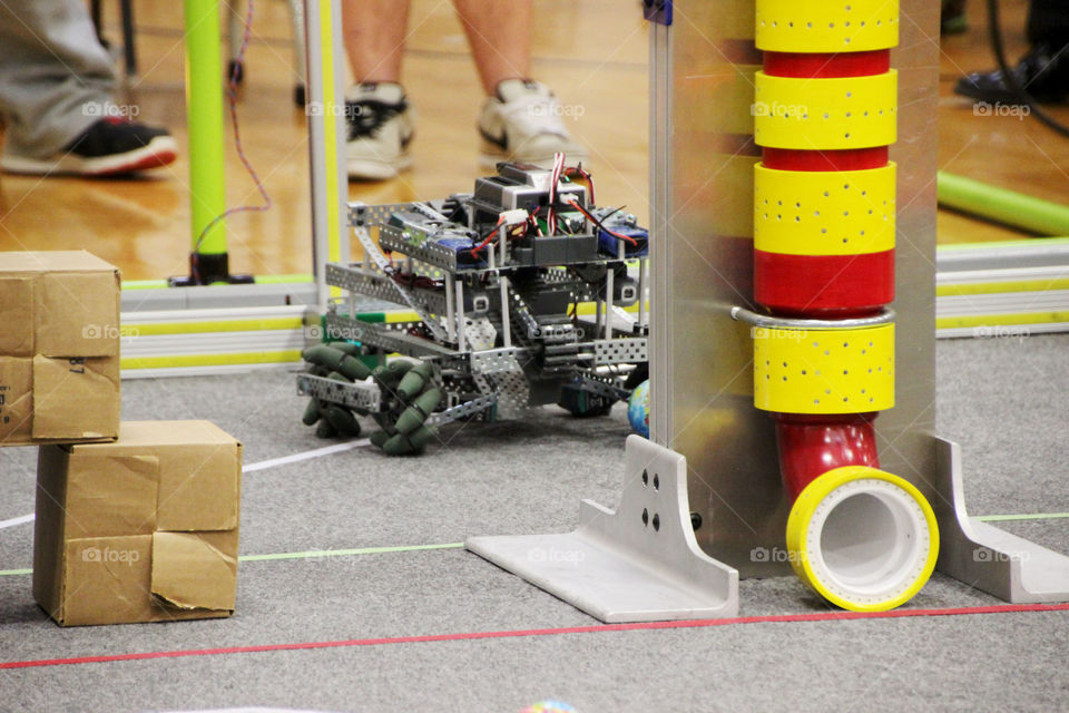 Robot competing in an obstacle course and performing tasks