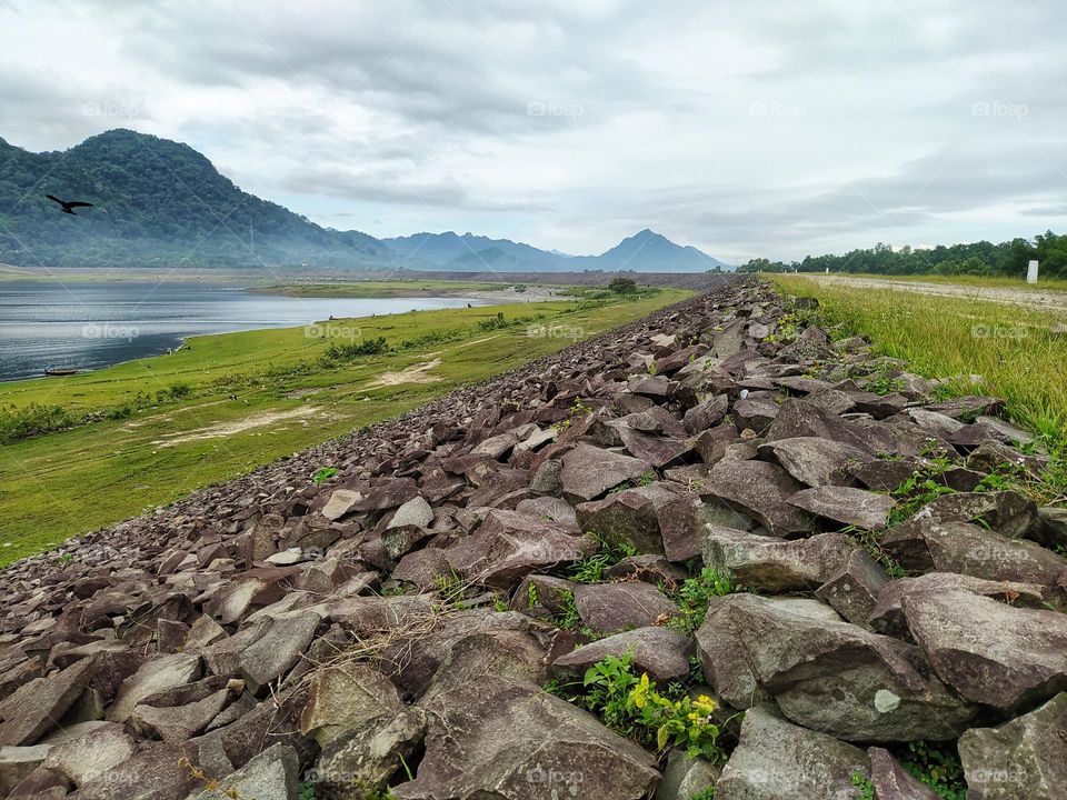 Beautiful lake view with mountains around