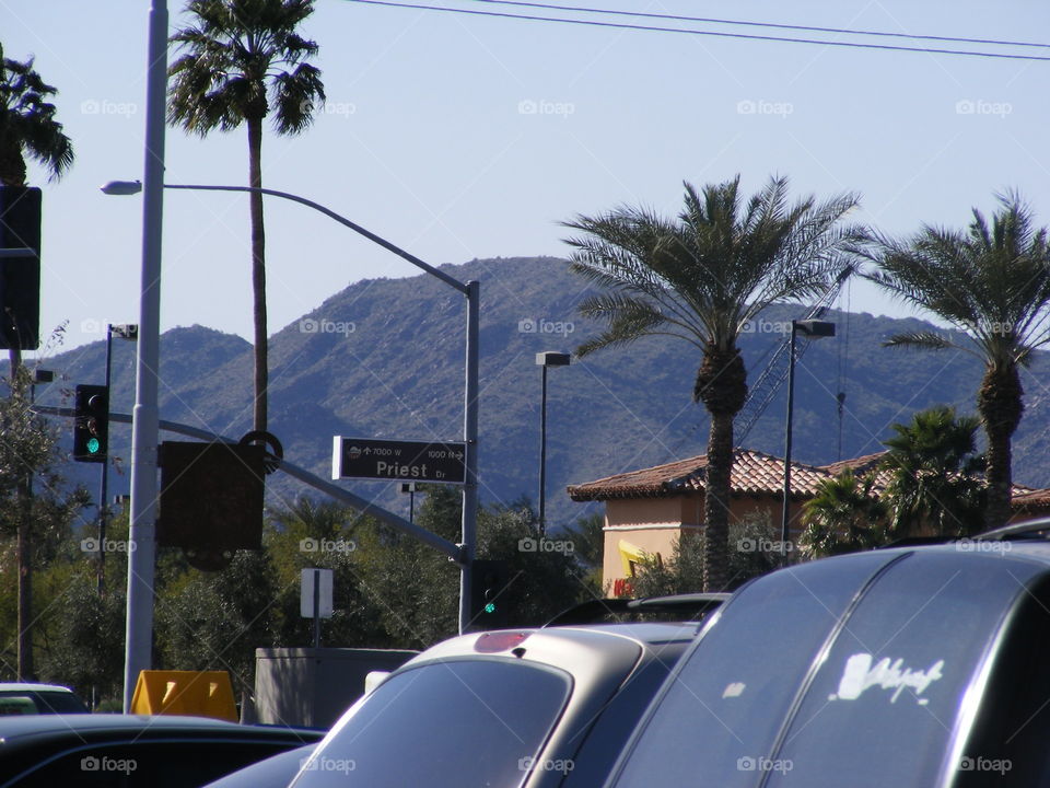 View of Arizona mountains from your car