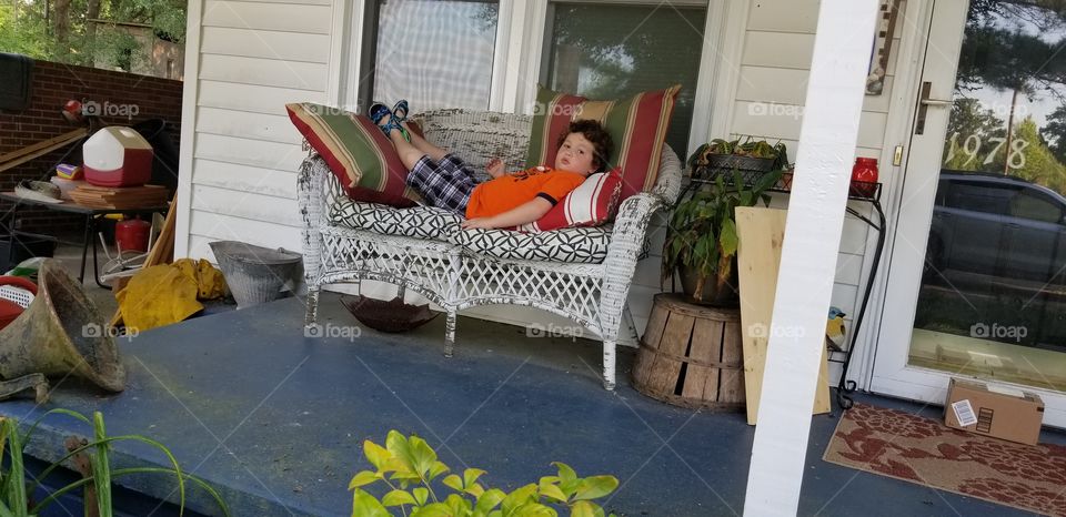 enjoying the front porch