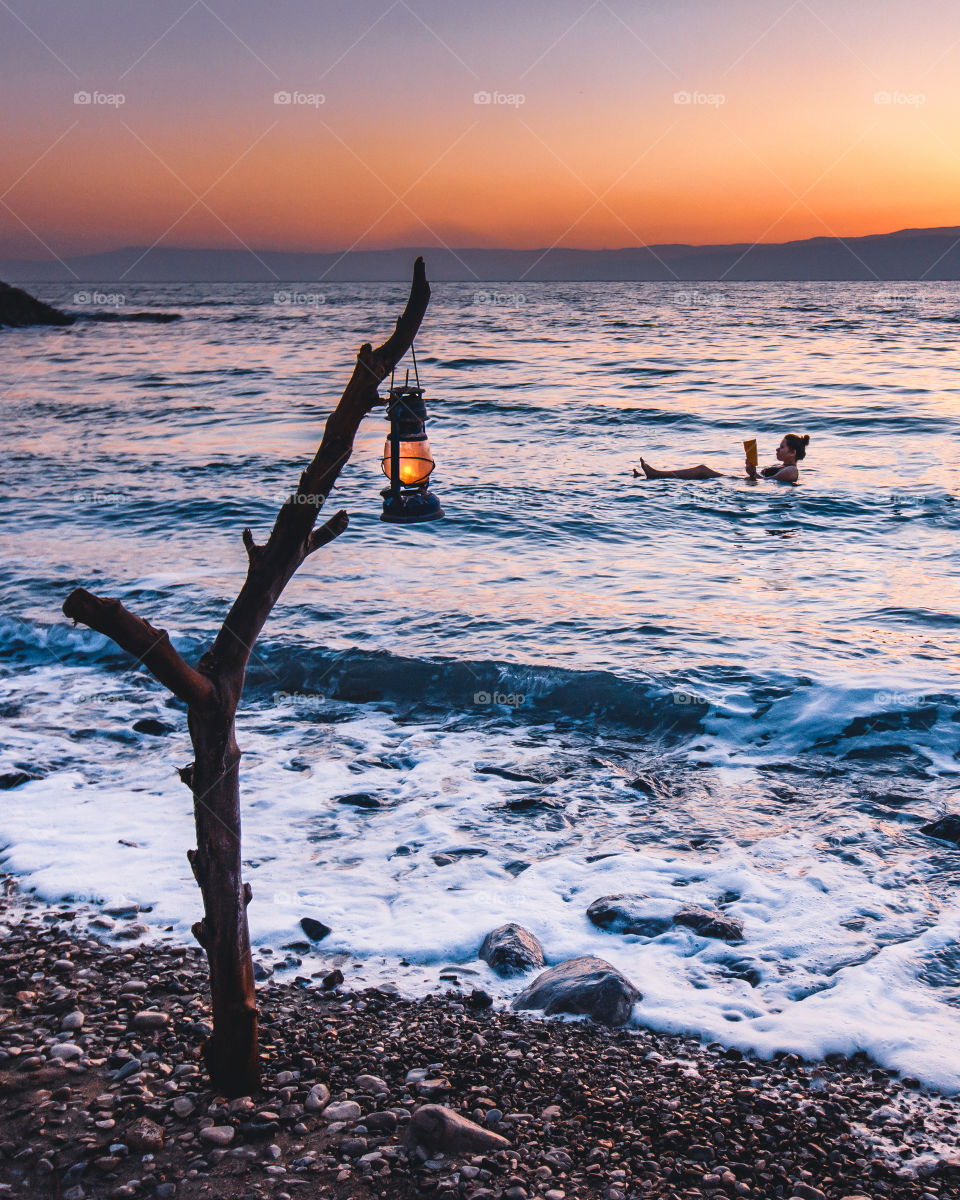 Relaxing summer at sunset