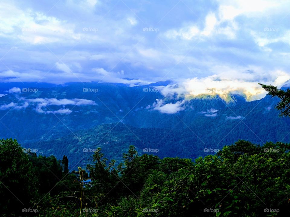 sunlight and mountain true nature view