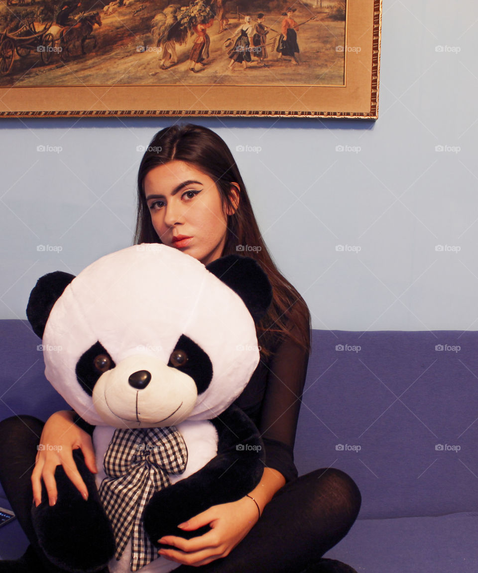 Girls with panda