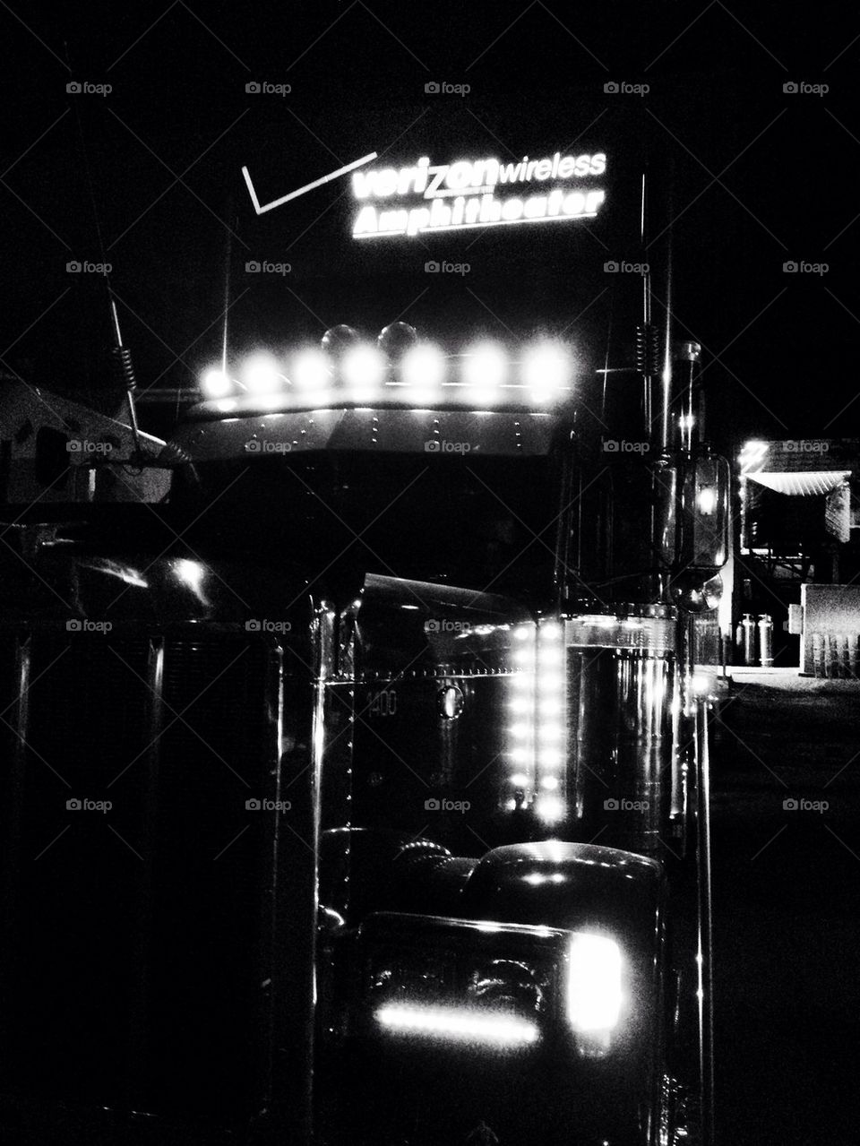 Semi in black and white