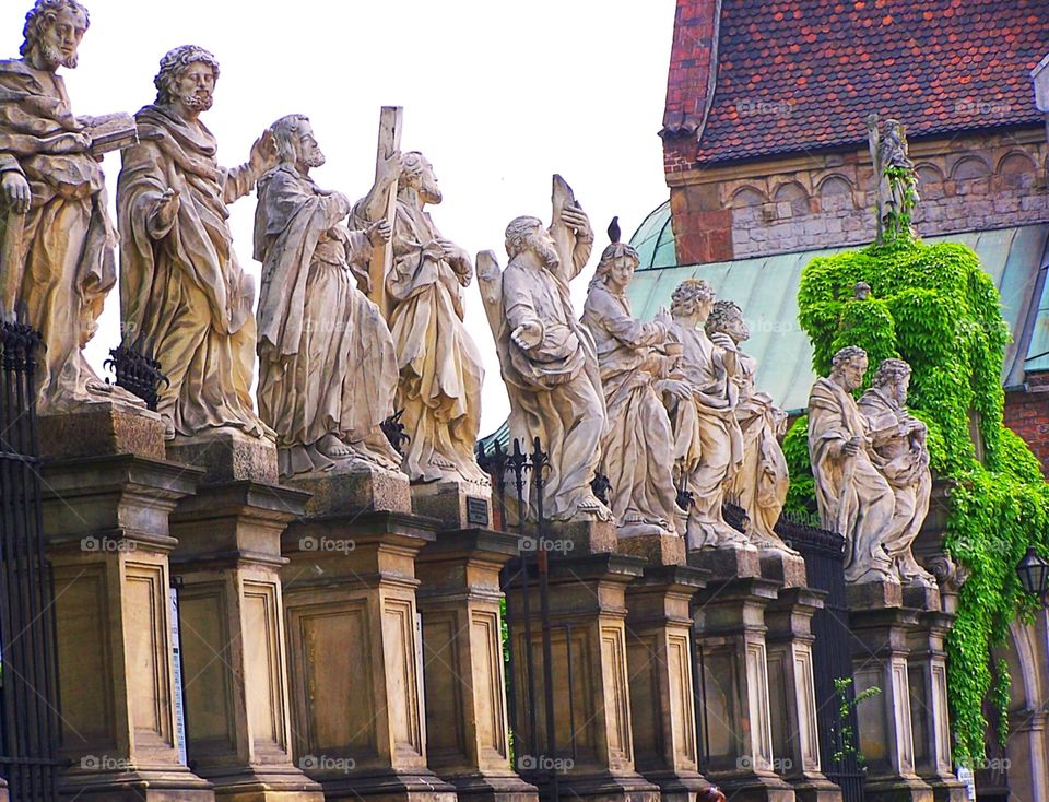 Krakow, Poland: Row of Sculptures 