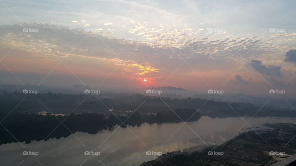 Pastel sky over river