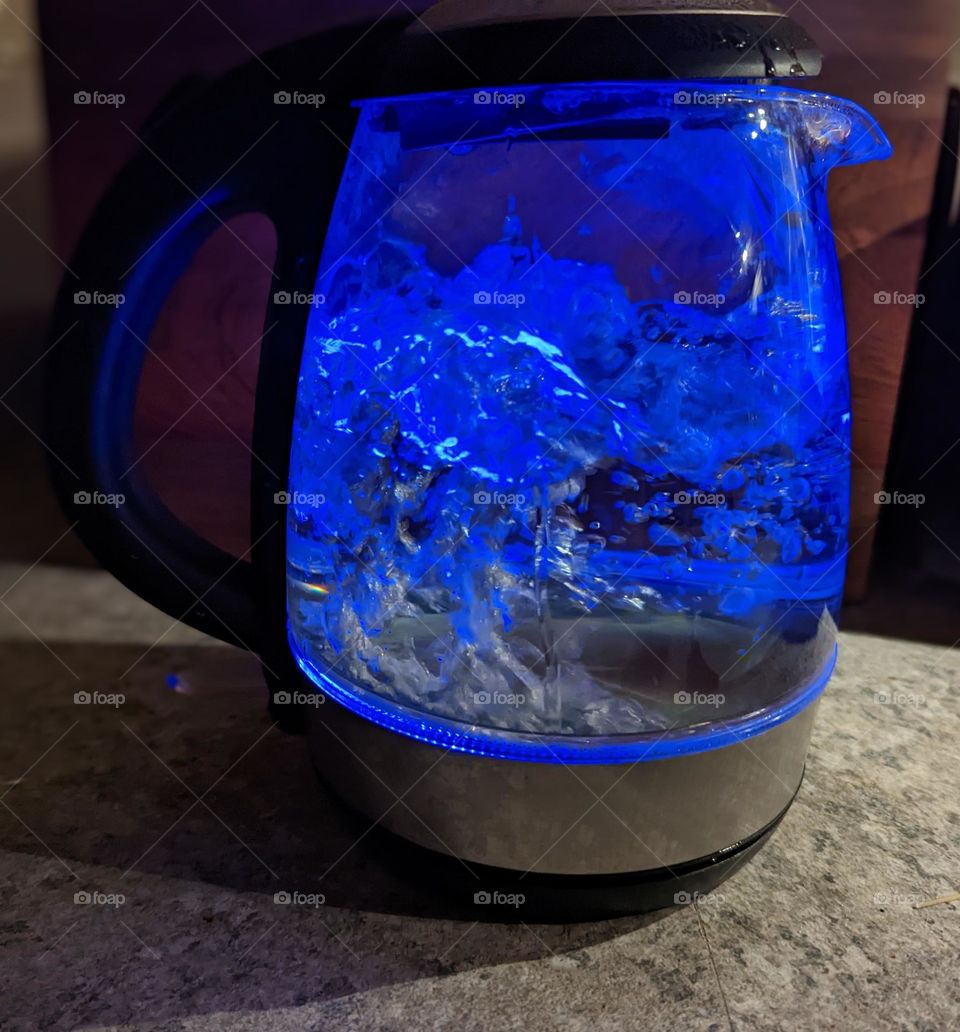 boiling water in the kettle