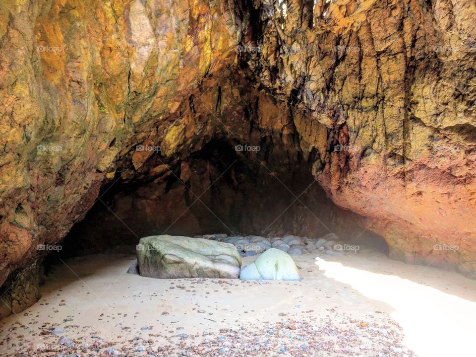 Inside a cave