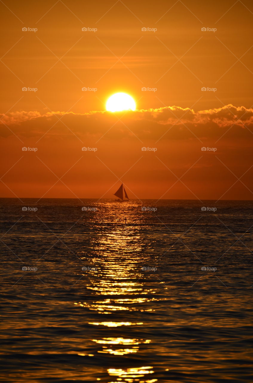 Sunset over Boracay island