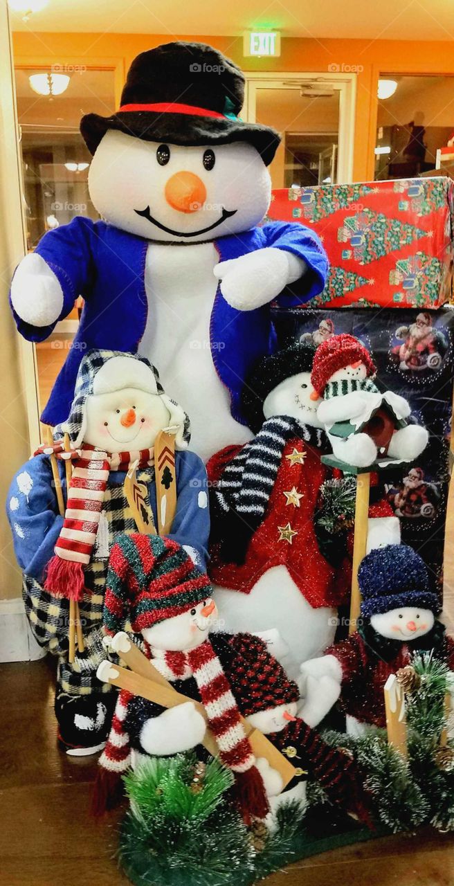 A display of toy snowmen