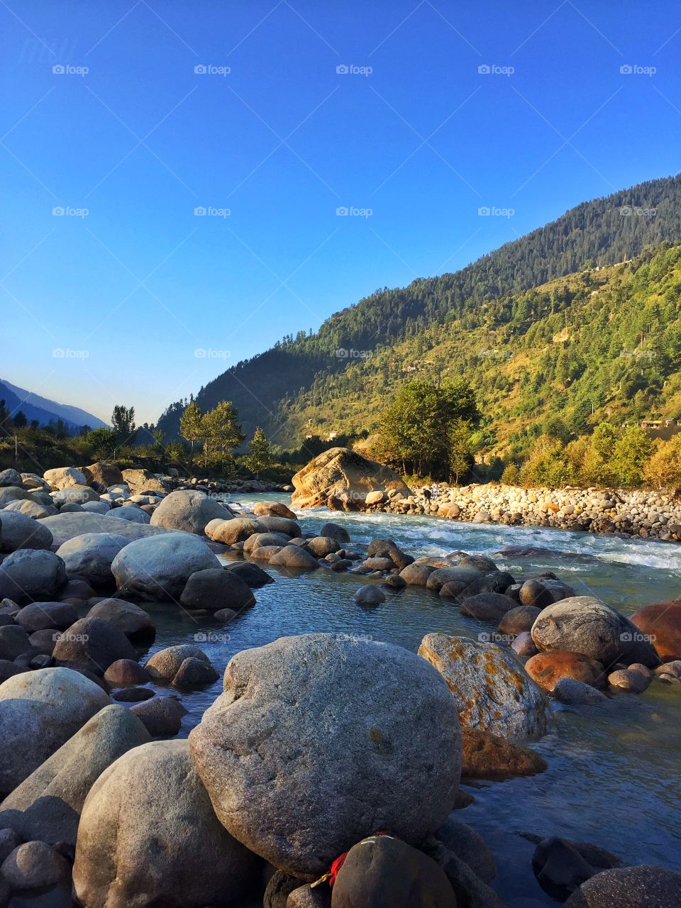 Beas river in its all glory. Manali, Himachal Pradesh, India. 