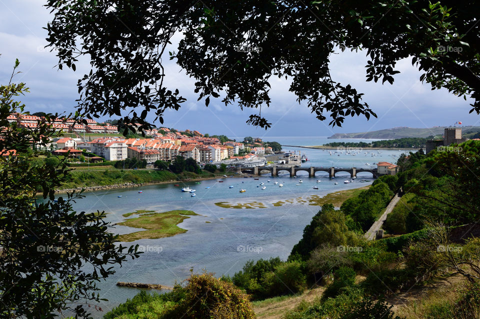 View of San Vicente de la Barquera from the King's Castle, Cantabria, Spain.