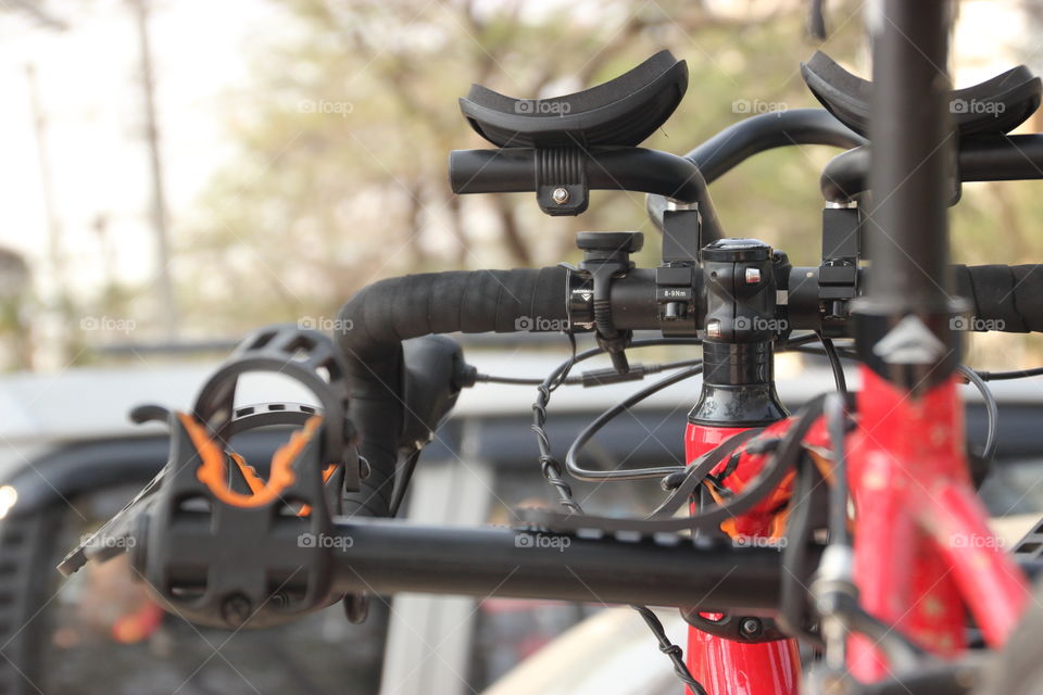 cycling handlebar with black grips