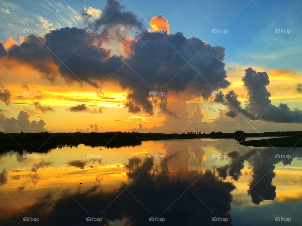 Sunset, Dawn, Reflection, Landscape, Sky