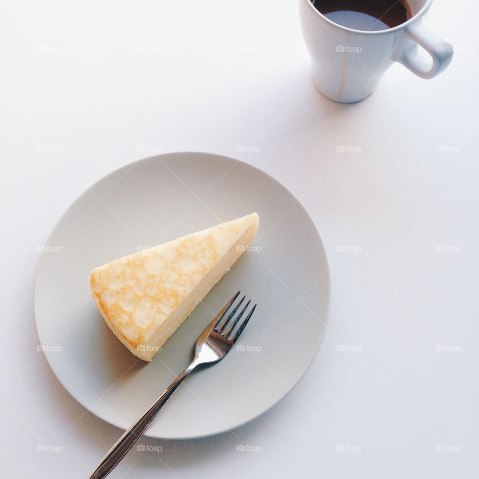 Crepe cake with coffee