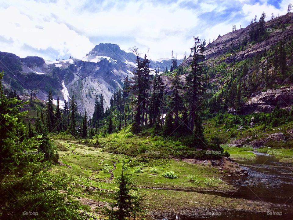 The view from the Bagley Lakes trail at Mount Baker, Washington USA