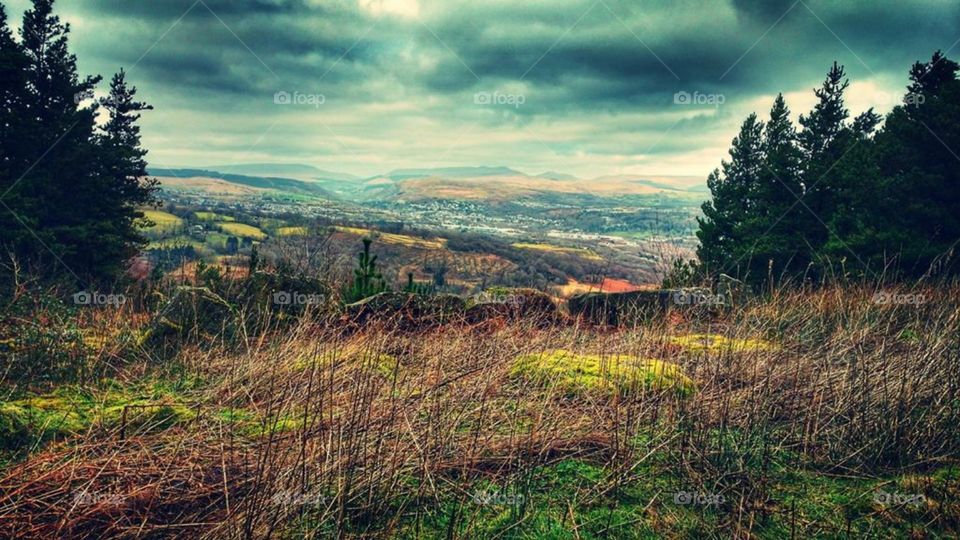 View towards Brecon Beacons from within Bike Park Wales - Merthyr Tydfil, Wales - January, 2018