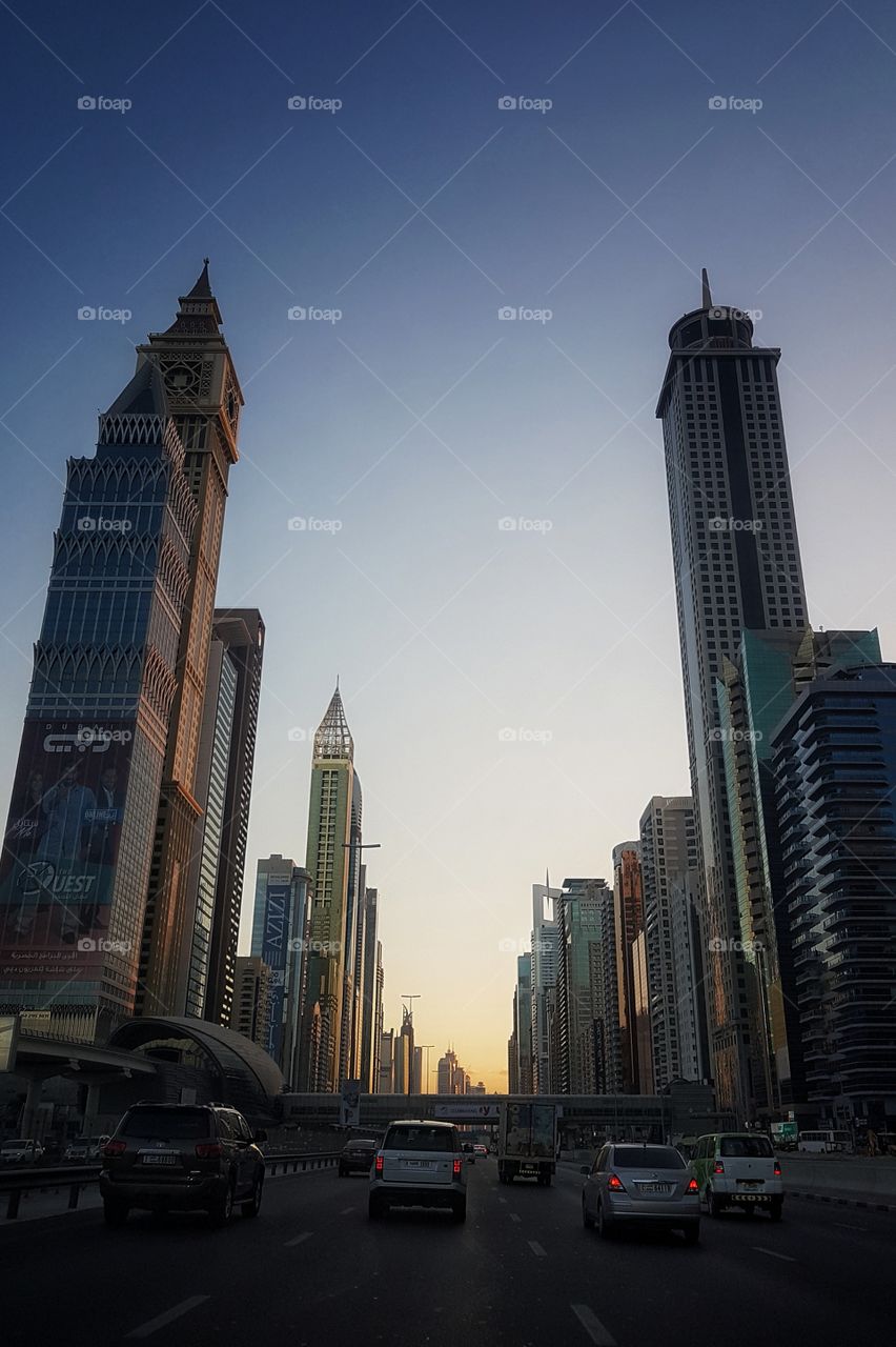 downtown dubai view from the road