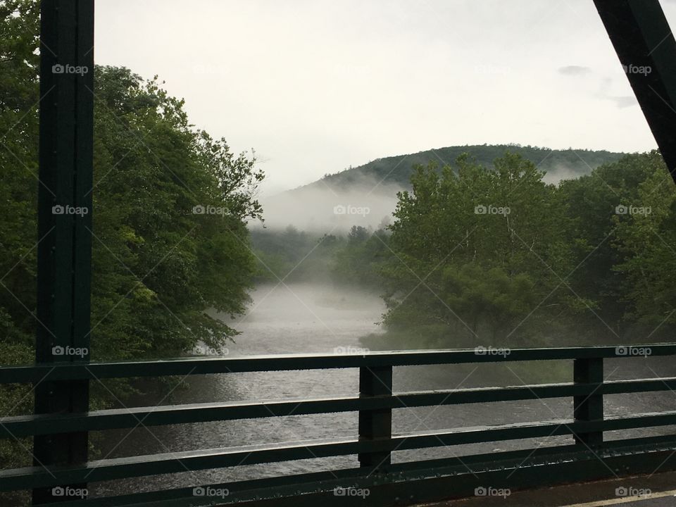 Foggy morning looking over the bridge 