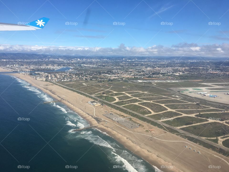 Airport view from an airplane of Tahitian company 