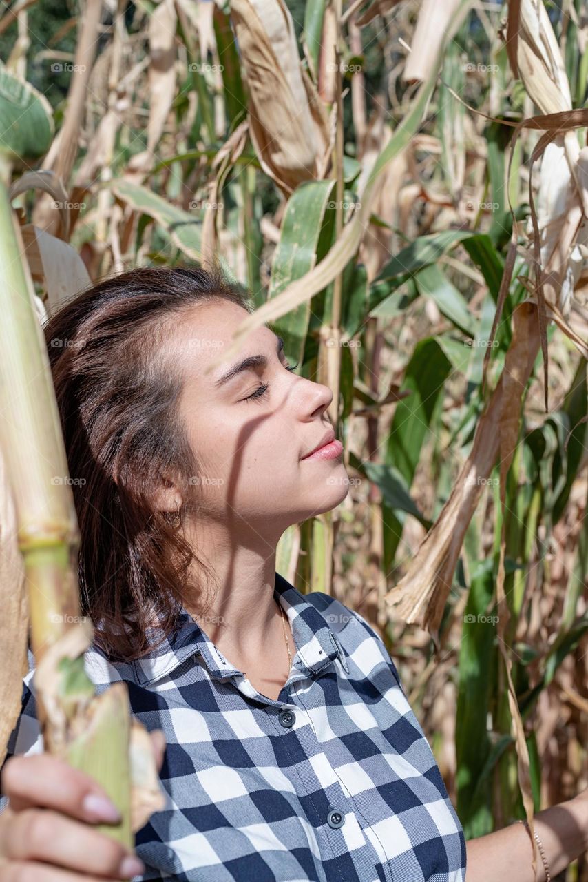 woman in corn field