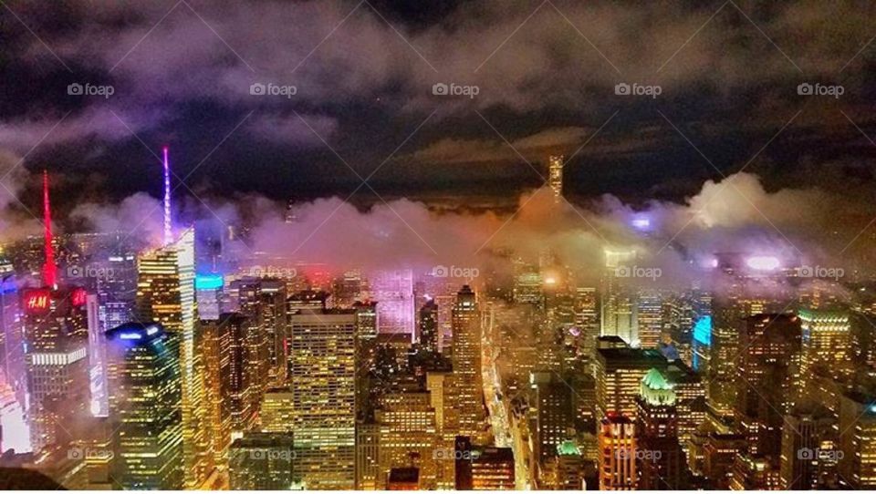 Foggy NYC skyline 
